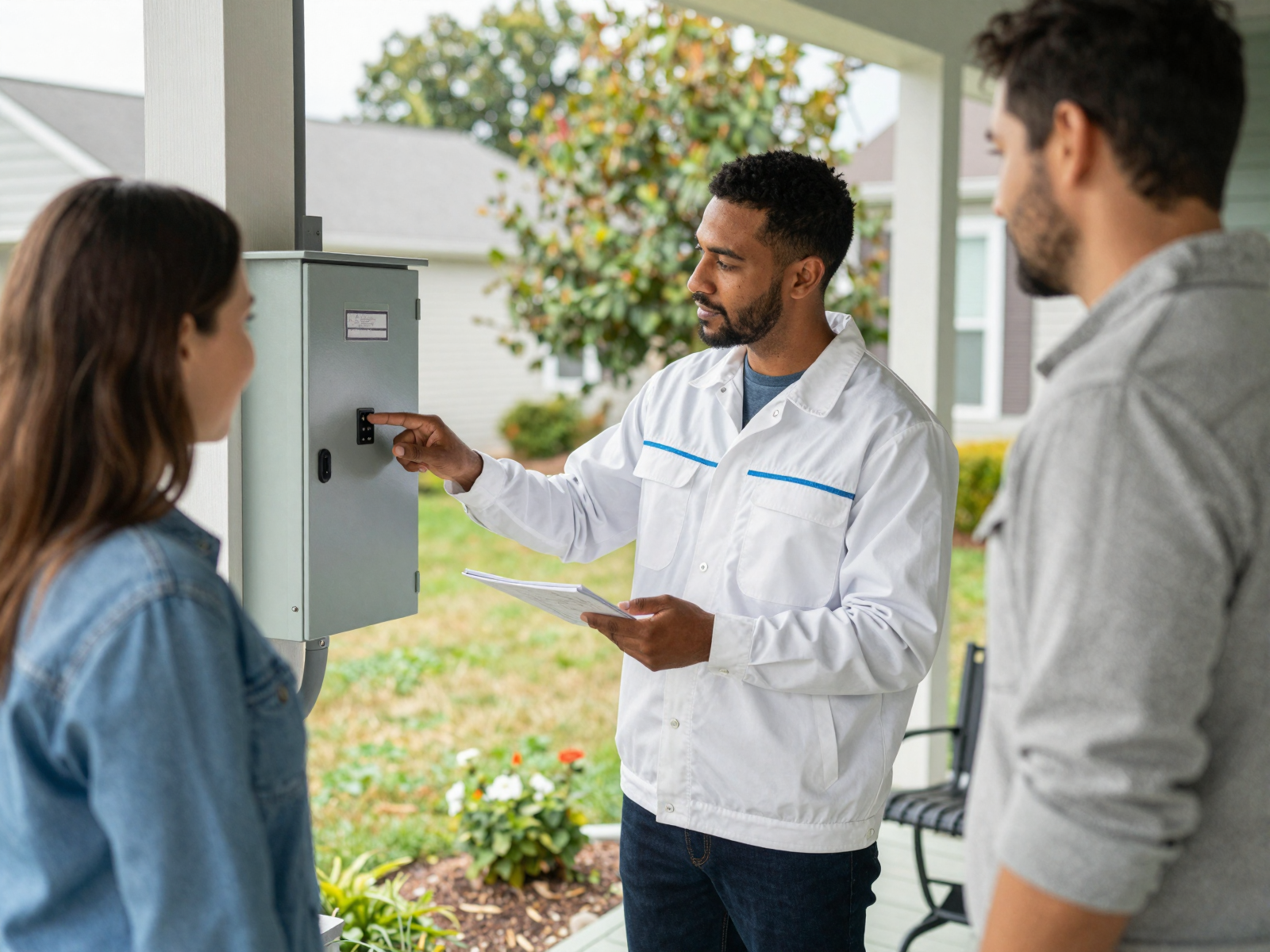 Electrical panel inspection in basement utility closet
